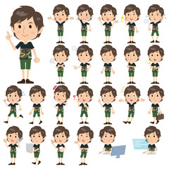 迷彩Tハーパンがっちり男性