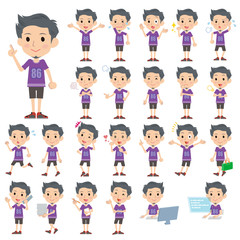 バスケTハーパン短髪あごひげ男性