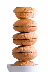 Neatly stacked tower of macaroons