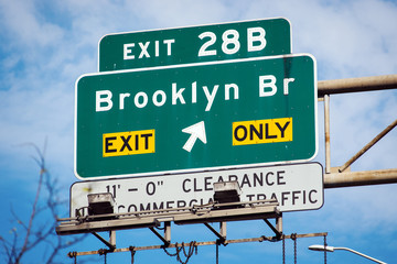 Brooklyn Bridge sign. New York City. - 84571676