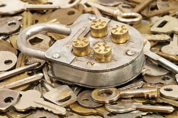 Metal lock and keys.