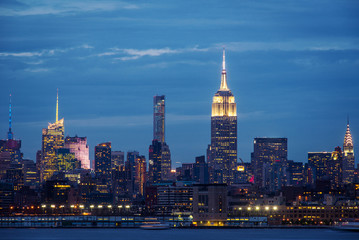 New York City Manhattan skyline over Hudson River viewed from Ne