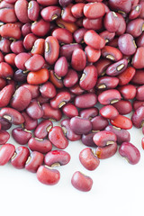 Pile of Adzuki bean or red bean on white background
