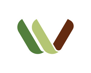 W Ribbon Letter Alphabet Logo Logotype