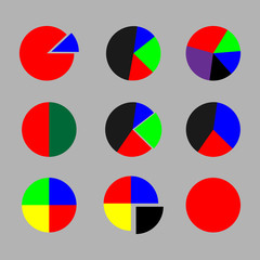 Set of pie chart color flat