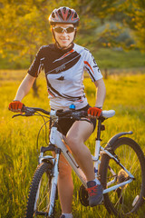 cute sportswoman on bicycle. Active Leisure