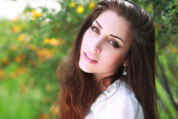 Naklejka premium Girl in the Meadow