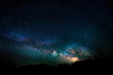 Milky way rising over the canyon Utah Night Landscape