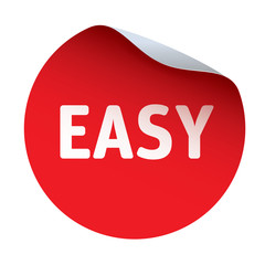 Red vector sticker text EASY