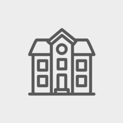 Two storey house building thin line icon