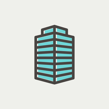 Small Office building thin line icon
