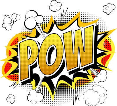 Pow - Comic book, cartoon expression isolated on white background.