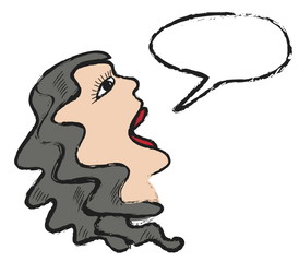 cartoon woman with speech bubble