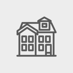 House with chimney thin line icon