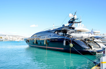 Luxury super fast with great design yacht at marina Zeas, Piraeus,Greece