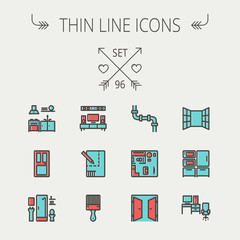 Construction thin line icon set
