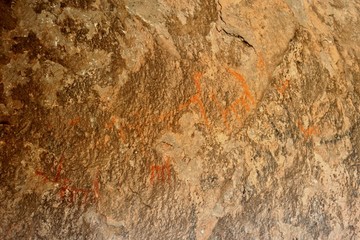 Cave drawing depicting llamas near the town of Oruro