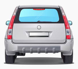Vector silver Car - Back view
