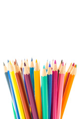 Colorful pencils over white isolated background