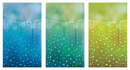 Water Drops on Glass Blur Background Backdrop Set