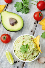 guacamole with corn chips