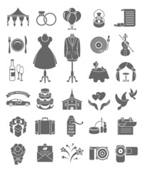 Silhouette vector wedding icons