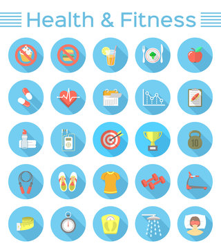 Modern Flat Fitness and Wellness Icons