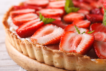 homemade strawberry tart closeup. Horizontal
