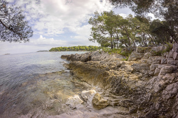 Fototapeta na wymiar Typical cemented beach in Istria