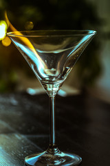 martini glass with fire