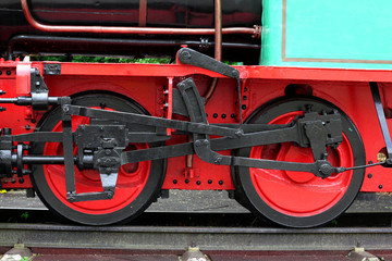 iron wheel of an old steam locomotive
