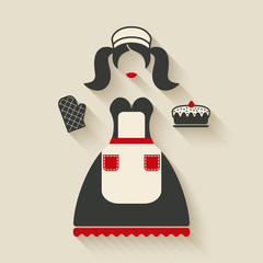 baking concept illustration. girl with pie