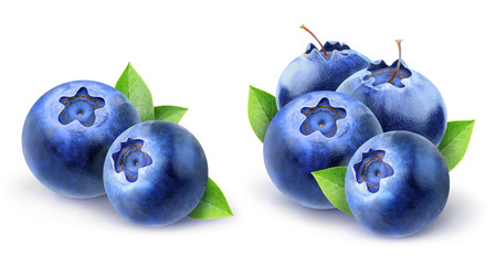 Fresh blueberries over white background