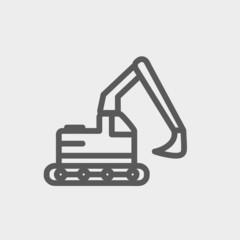 Hydraulic excavator truck thin line icon