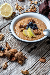 Home porridge with honey.