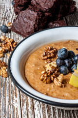 Home porridge with honey.