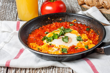 Shakshouka with fried egg.