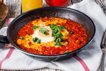 Shakshouka with fried egg.