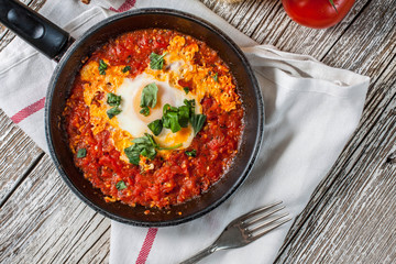 Shakshouka with fried egg.