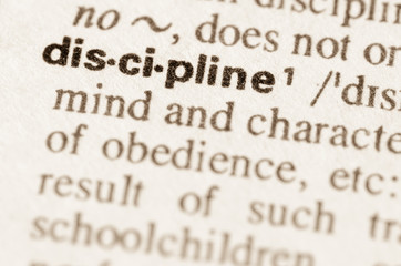 Obraz premium Dictionary definition of word discipline