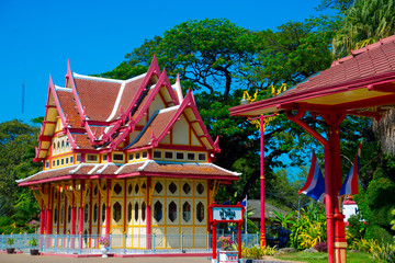 Naklejka premium HUA HIN,THAILAND. Hua Hin railway station is a famous place for popular tourist attractions,because it's a place to conservation of ancient architecture.