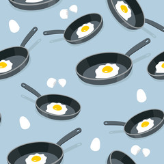 Scrambled eggs seamless pattern. Vector background for cuisine f