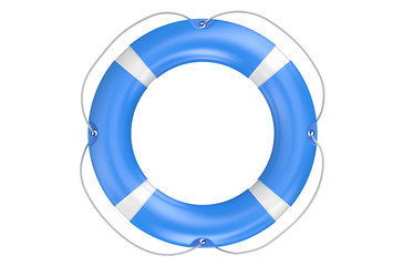 single blue lifebuoy closeup