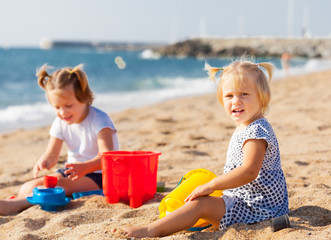 little children  on beach