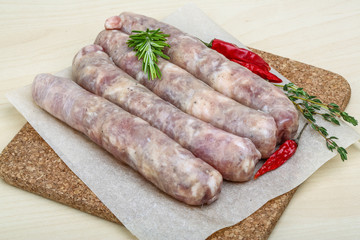 Handmade sausages for grill
