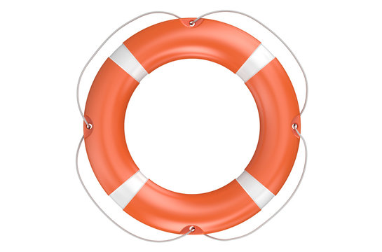 Single Orange Lifebuoy Closeup