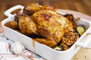 Roasted Chicken with garlic and potatoes