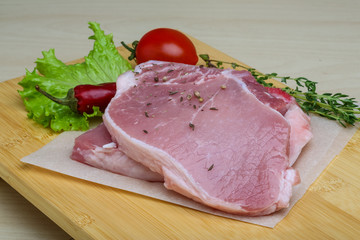 Raw pork steak