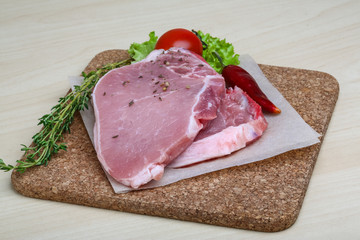Raw pork steak