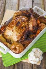 Roasted Chicken with apples and potatoes